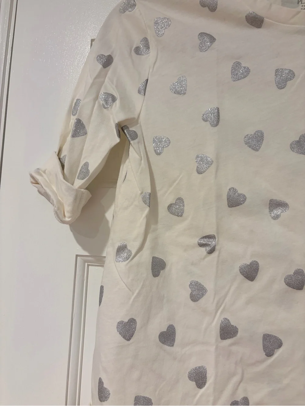 The Children's Place Cream Long-Sleeve Top with Silver Hearts